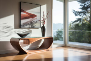 view modern entryway with interior designed furniture